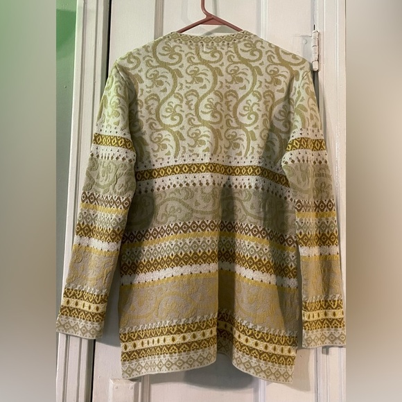 EUC Stylish Beige and Yellow Embellished Cardigan Size XXL - Picture 3 of 11